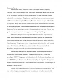 Реферат: Respiratory Therapy Essay Research Paper The field